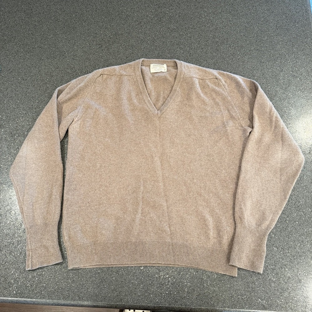Vintage Lord Jeff Minklama Beige Men's Check‎ Sweater XL USA Mink And Wool